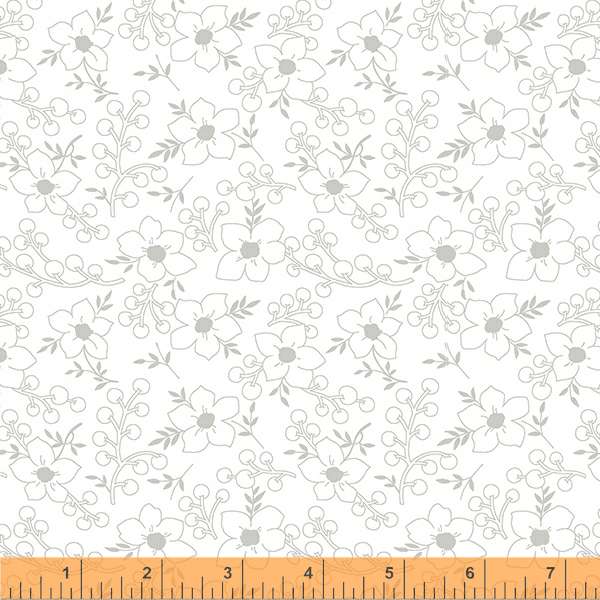Flowers and Berries White on White ($8/yd)