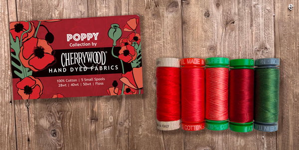 Cherrywood Challenge Poppy Aurifil Thread Collection