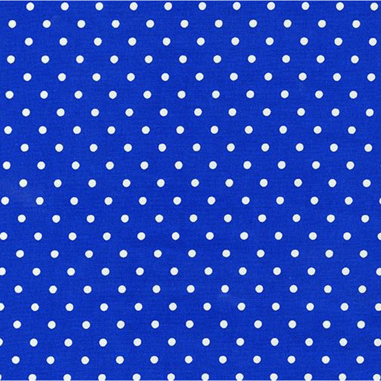 White Dots on Royal Blue ($9/yd)