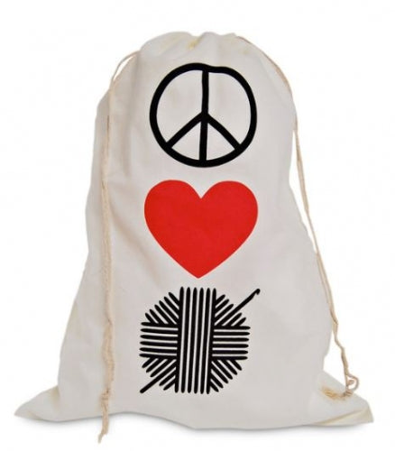 Peace Love Crochet Project Bag